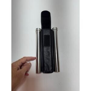 Thompson Black Double Tube Leather Cigar Holder Travel Humidor Dad Gift